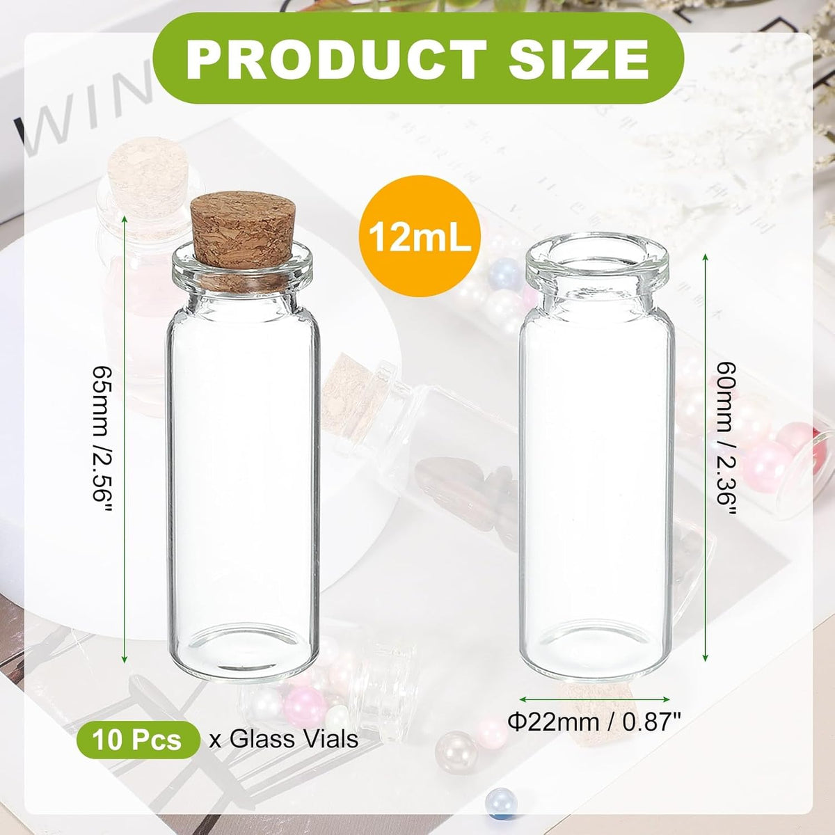 uxcell 10Pcs Mini Glass Bottles with Cork Stoppers, 12ml Small Clear Bottles Glass Empty Jars Vials