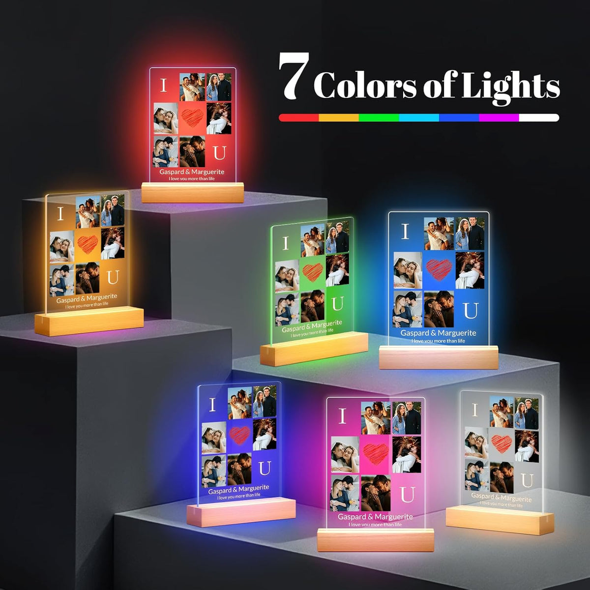 Personalized Photo Frame with Night Light, Custom Picture Frames with Photo, Customized Acrylic