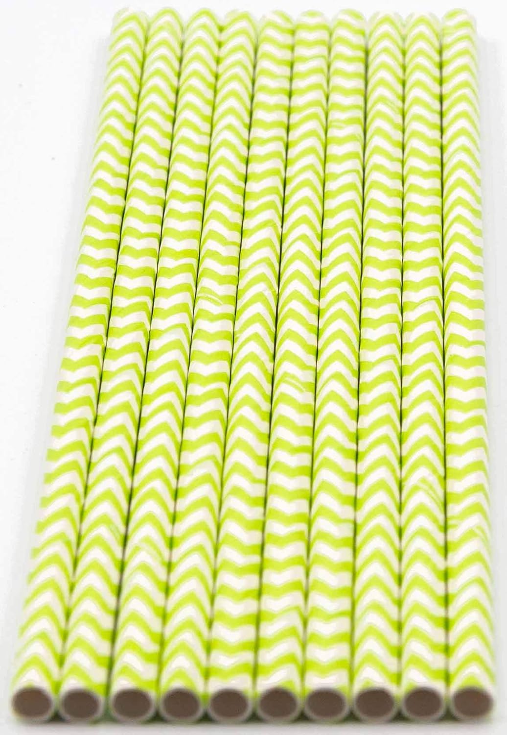 Pack of 150 Green Chevron Biodegradable 4-Ply Paper Drinking Straws (Compostable, Non-toxic