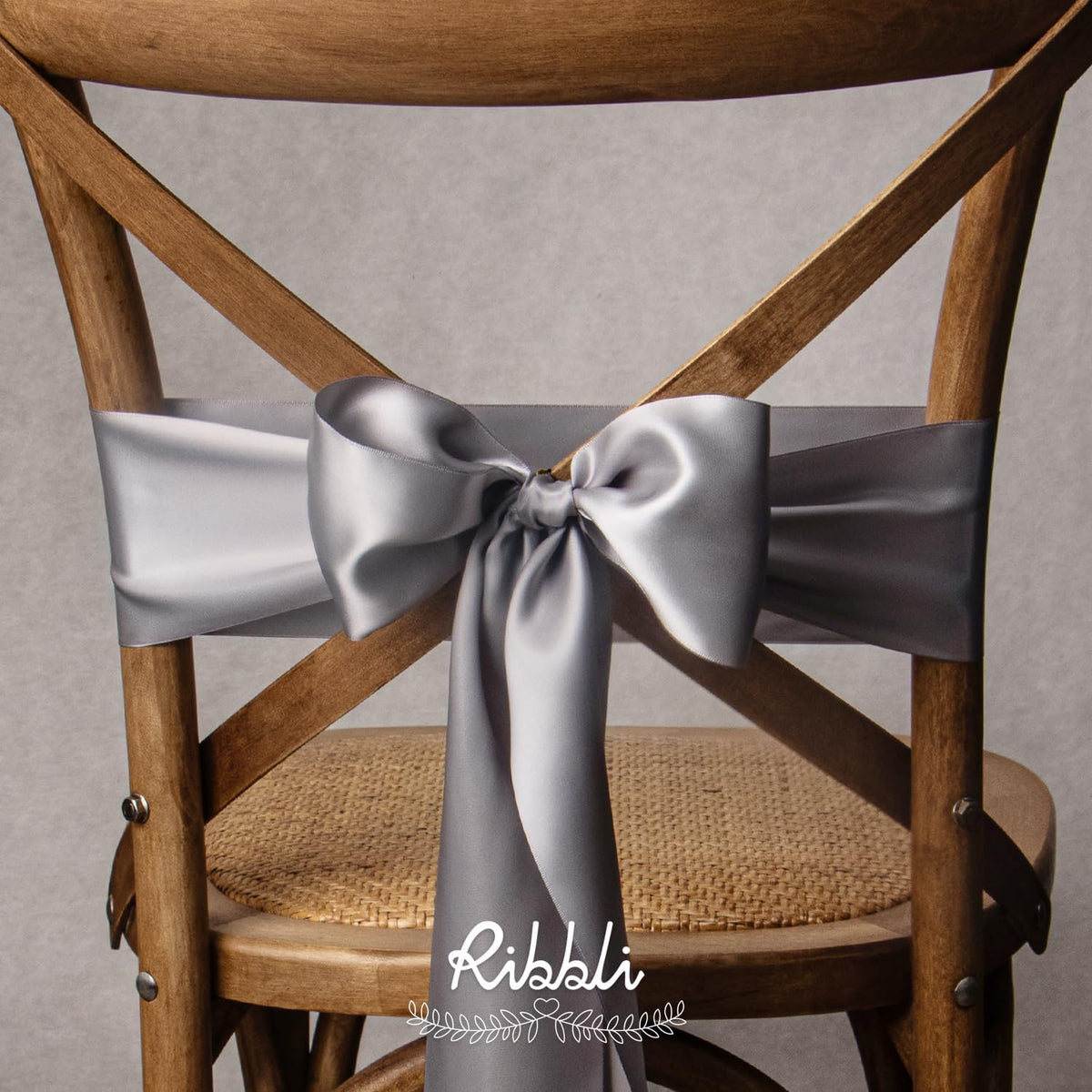 Ribbli Silver Satin Ribbon 4 Inch Wide Silver Ribbon for Wedding Chair Sash Grand Opening Ceremony