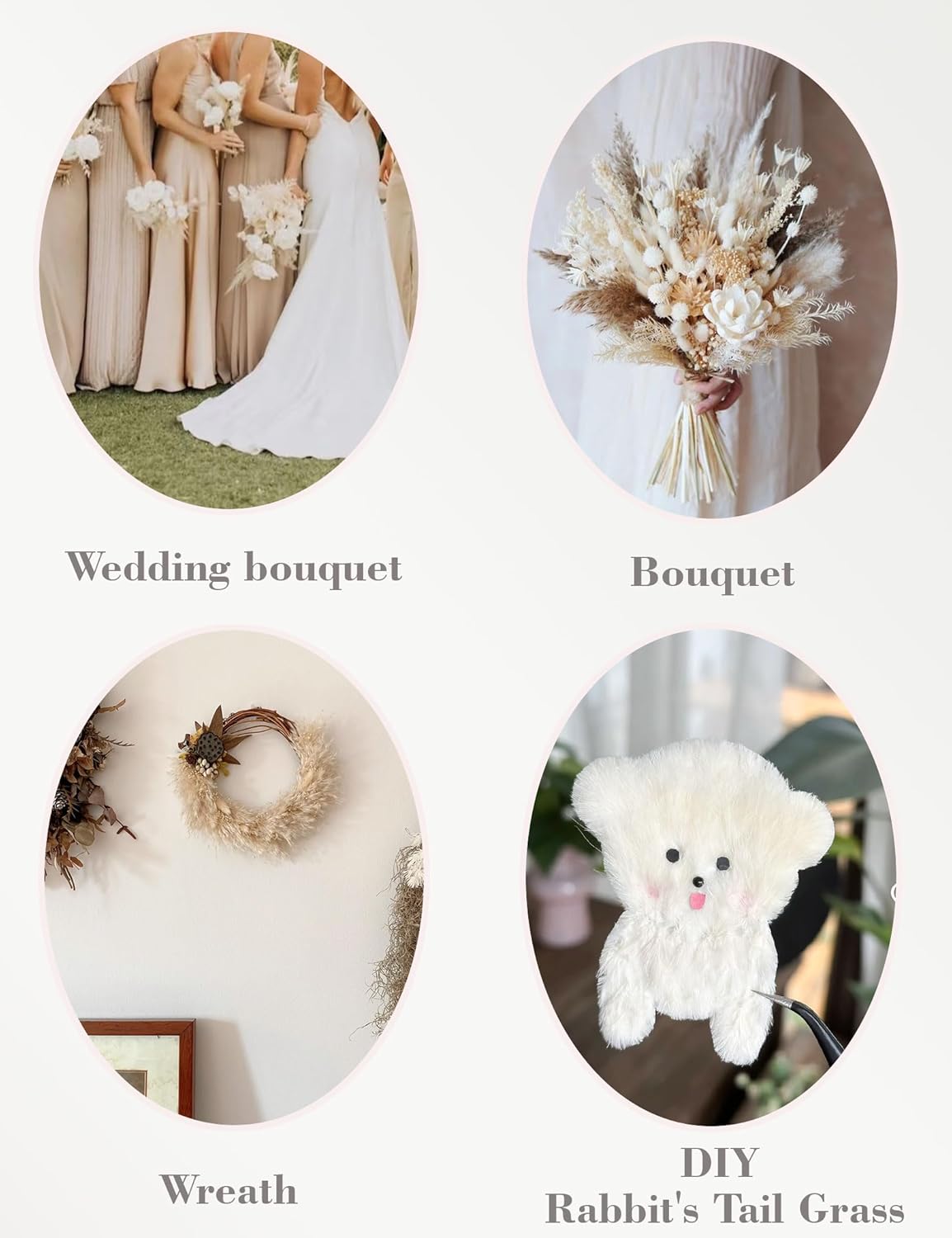 DIY Natural Dried Flower Kit Loose Dried Flowers for vases Off-White Dried Flowers with Stems