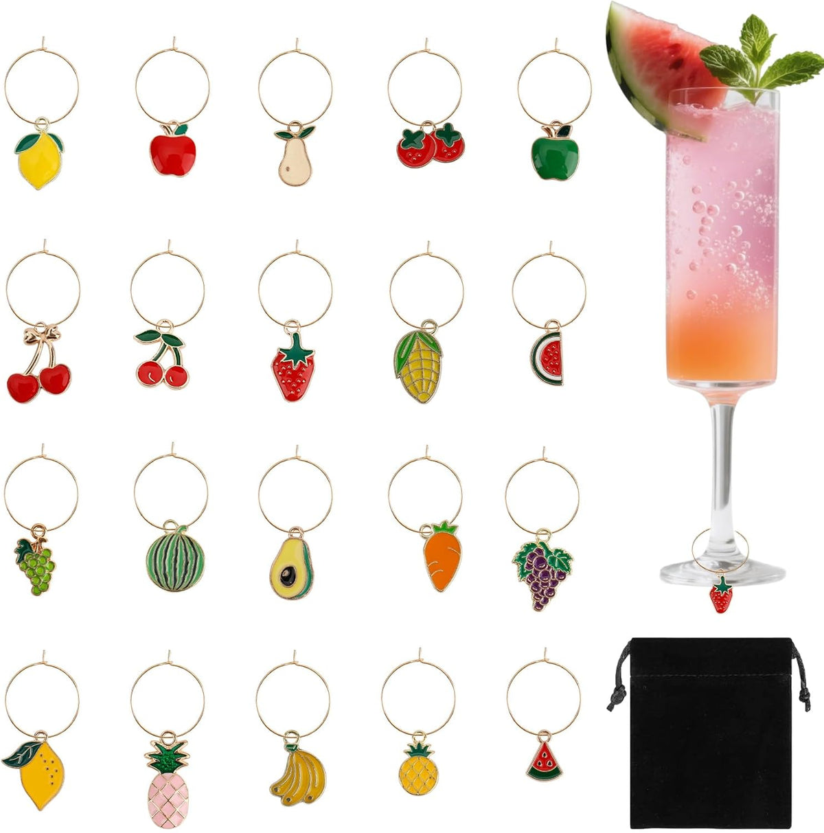 Wine Glass Charms Wine Charms for Stem Glasses Glass Markers Identifiers Tags for Christmas Tasting