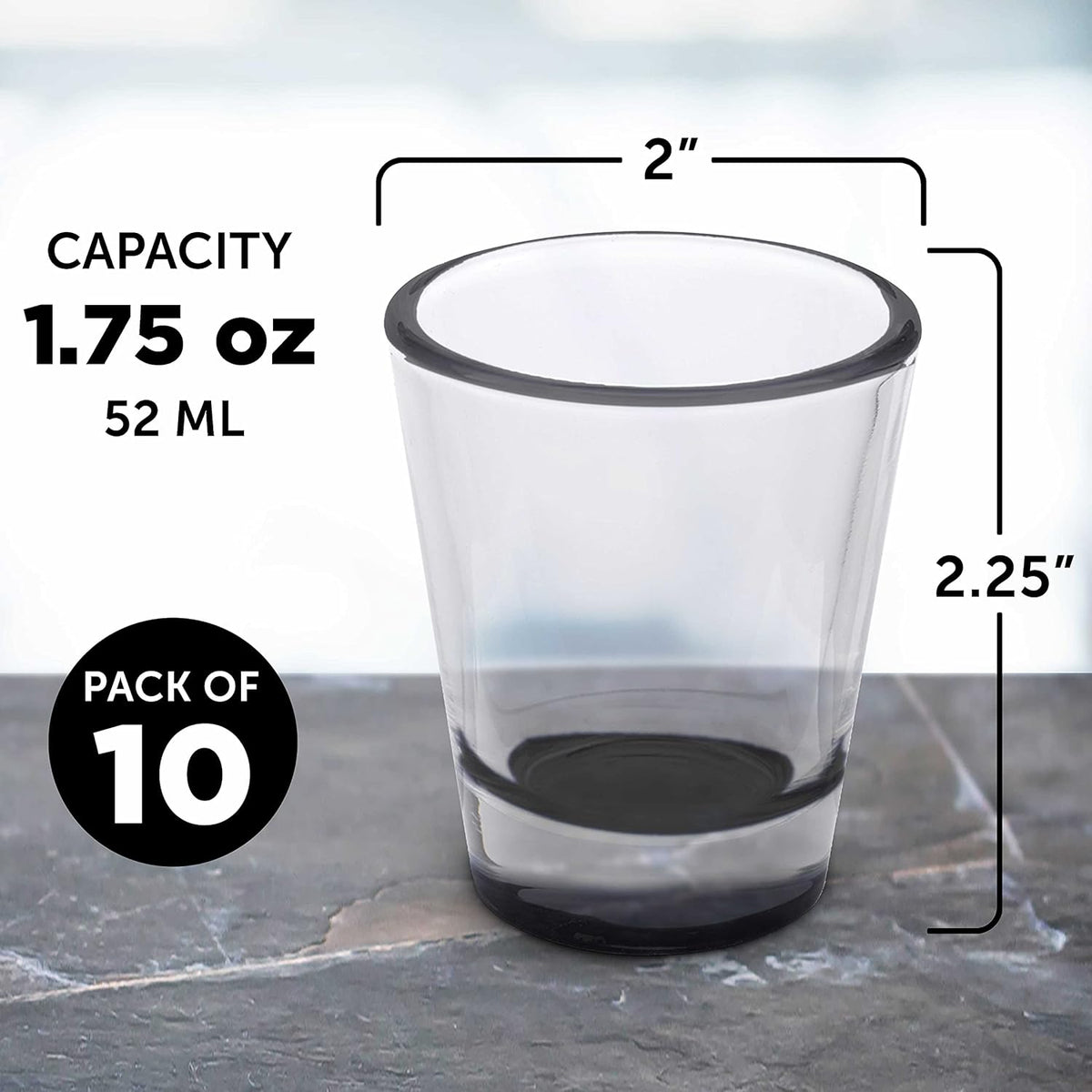 DISCOUNT PROMOS Shot Glasses Set 1.75 oz. Set of 10 Bulk Pack, Wedding Favor, Birthday Party