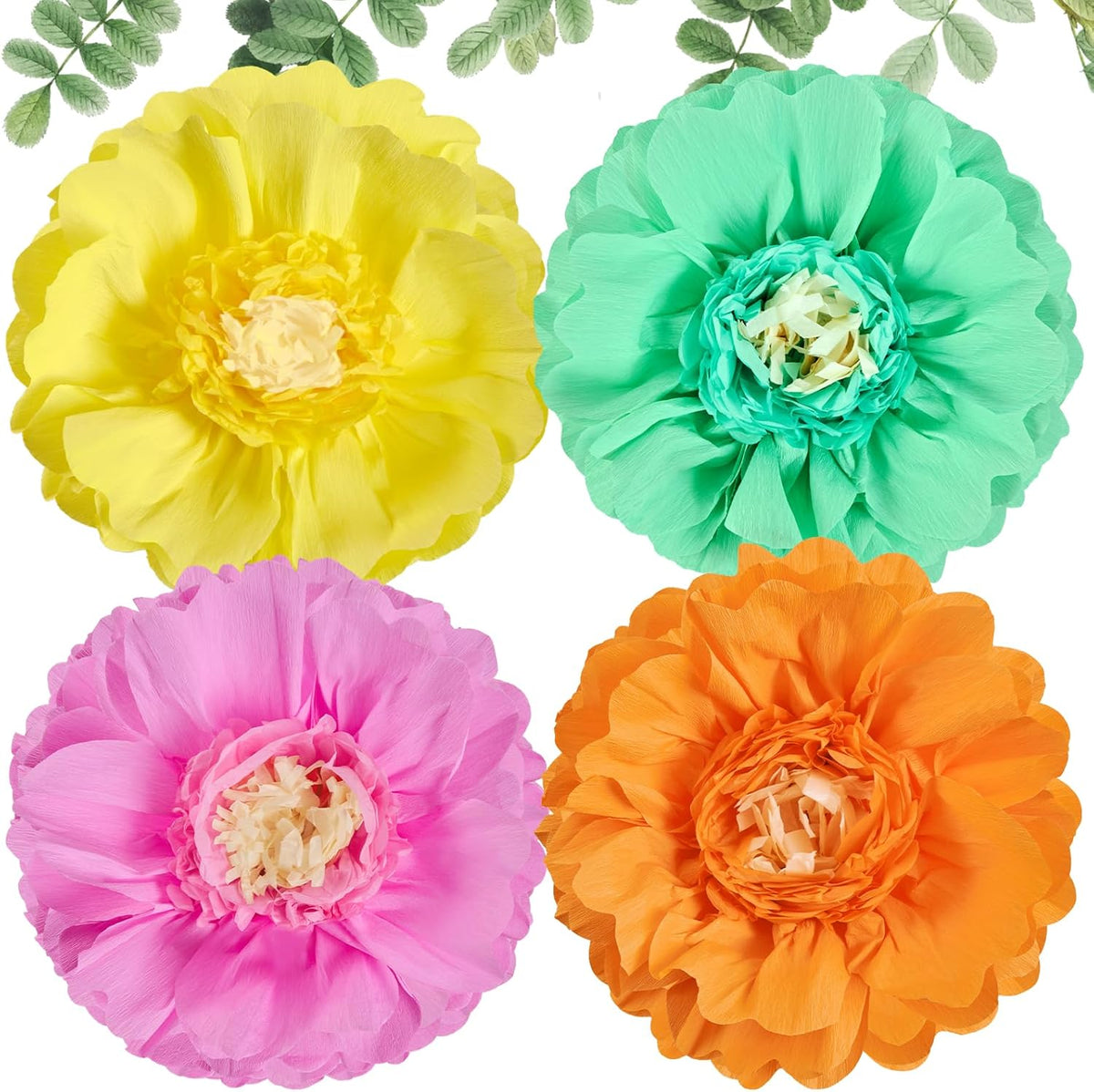 SUNBEAUTY Giant Colorful Paper Flowers Party Decorations 20" Large Fiesta Bulletin Board Tissue Pom