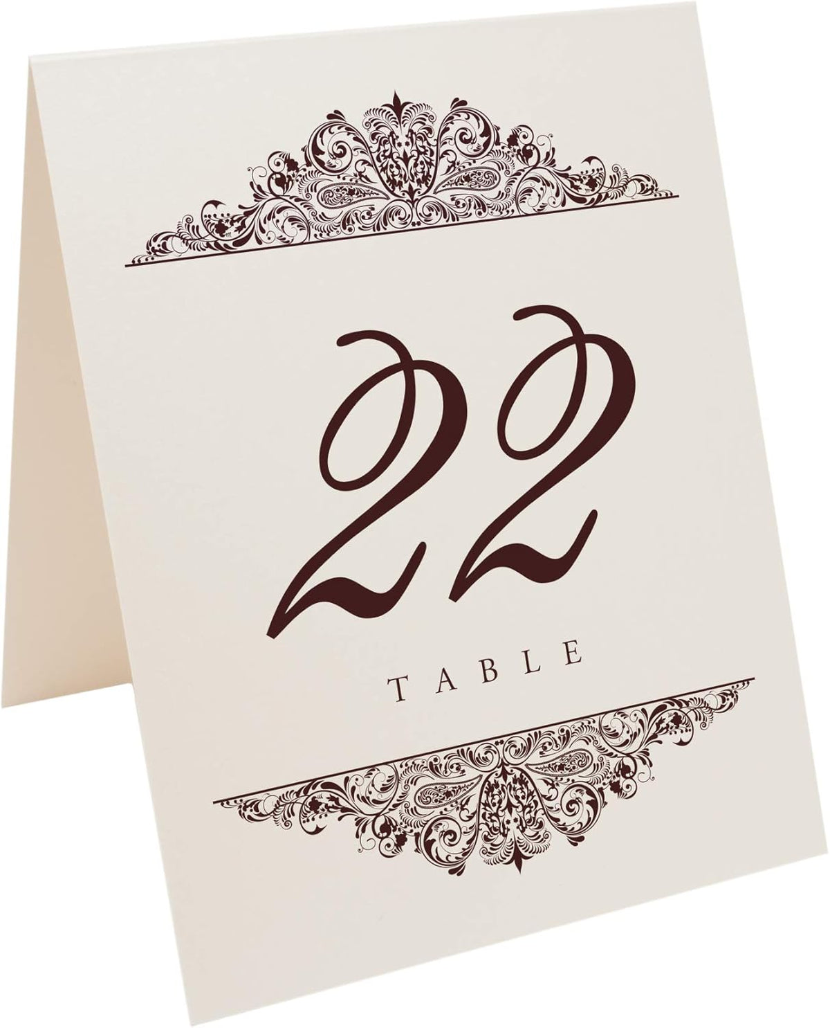Paisley Wedding Table Numbers (Select Color/Quantity), Champagne, Chocolate, 1-110, Double Sided