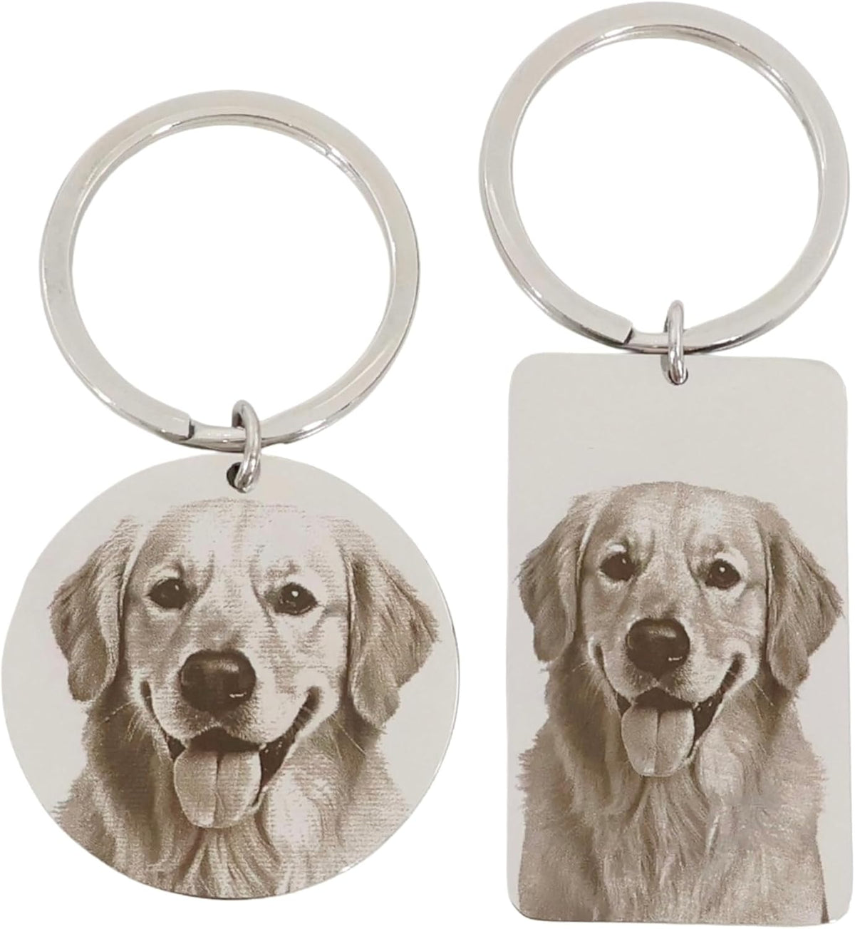 Custom Pet Portrait Keychain – Personalized Photo Engraved Keychain with Optional Back Text