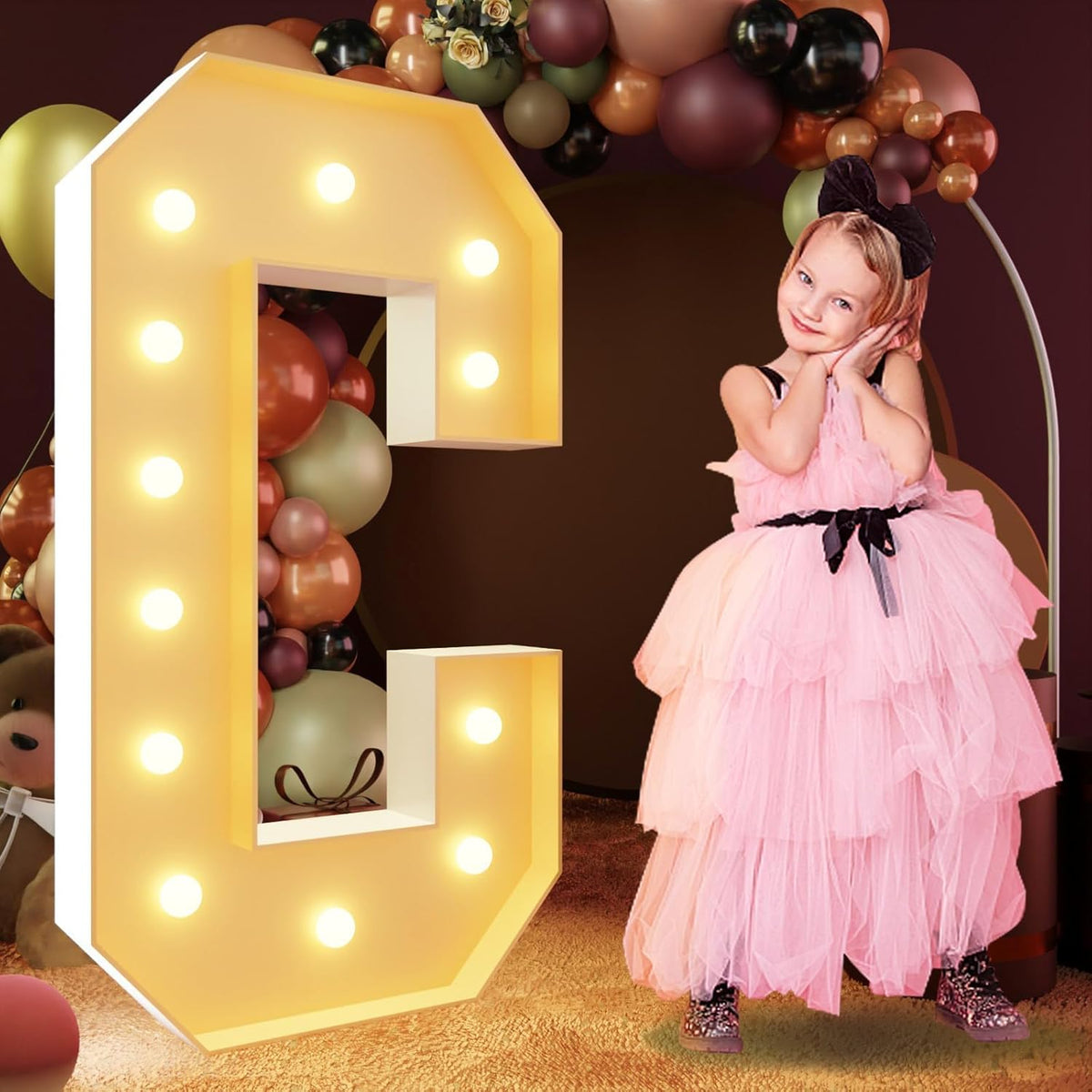 iMPRSV 4FT Light Up Letters - Large Marquee Letters Kit for Birthday Party, Wedding Decorations &
