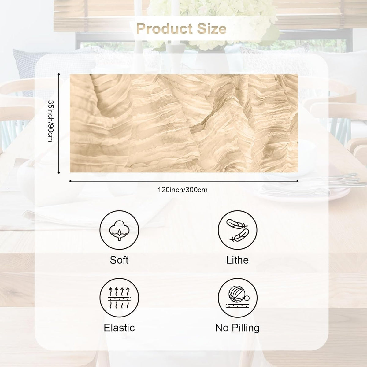 6 Pack Nude Cheesecloth Table Runner 35x120 Inch 10Ft Rustic Gauze Cheese Cloth Table Runner Sheer