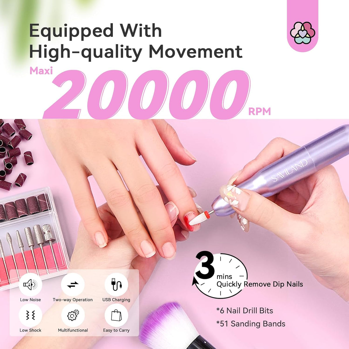 SAVILAND Dip Powder Nail Kit with Drill - 20 Colors Summer Dip Nails Powder Starter Kit with