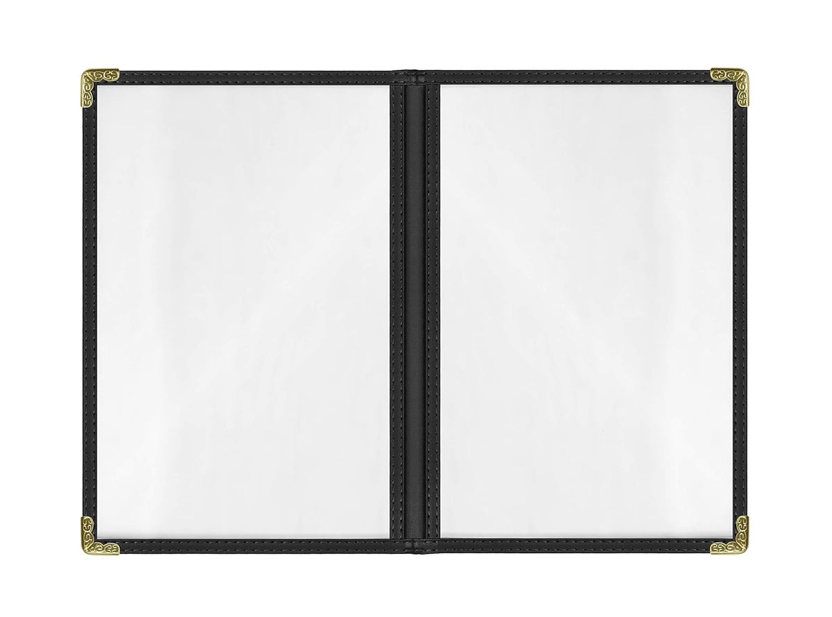 Goodsmart Restaurant Menu Covers – 25 Pack Black 4-View, Side-Loading Menu Holders, Vinyl & Plastic