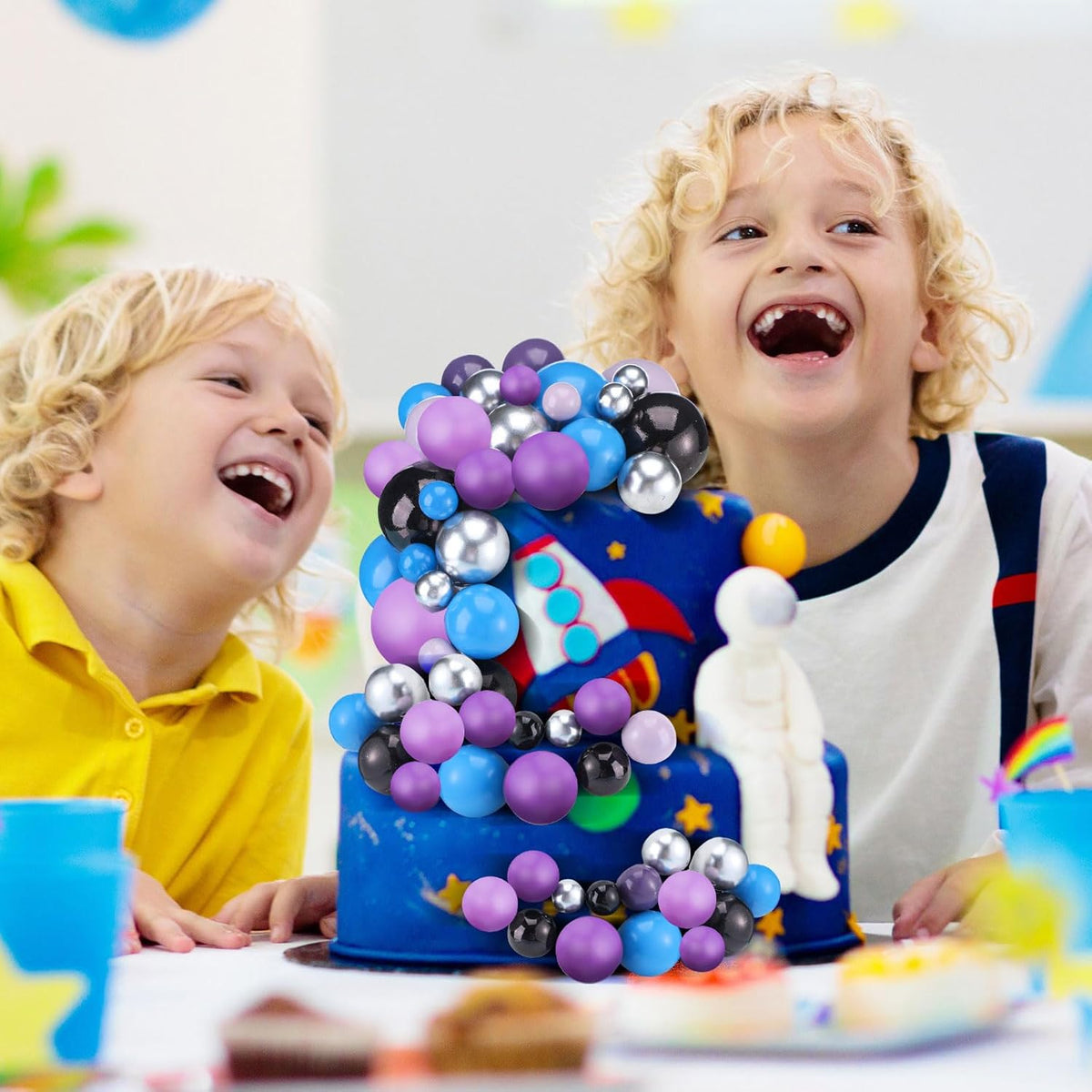 108 Pcs Balls Cake Topper DIY Cupcake Insert Foam Balloons for Cake Baking Wedding Anniversary