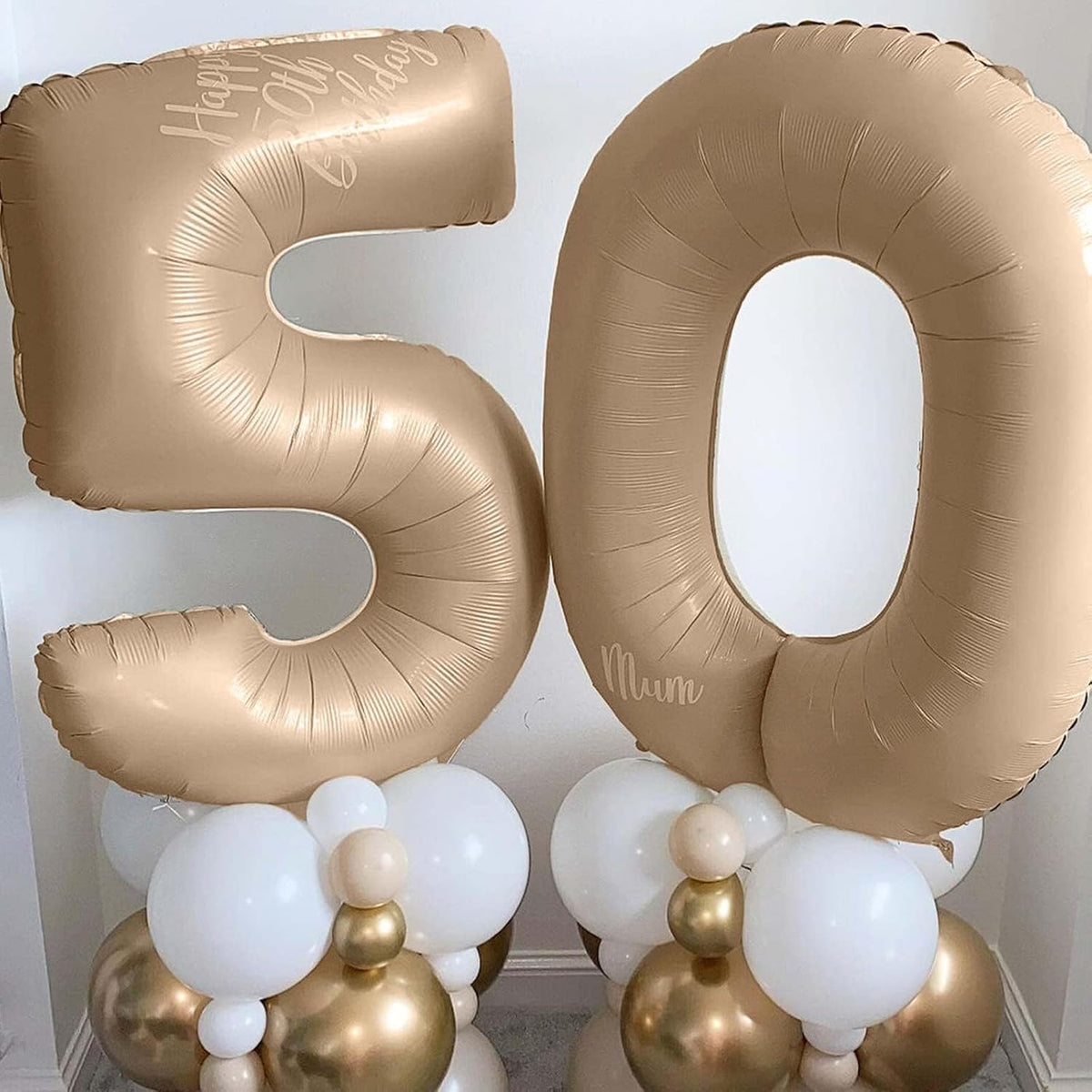 Nude 0 Balloons, 40 Inch Large Tan Foil Number Balloons Set 0-9, Self Inflating Digital 0 Helium