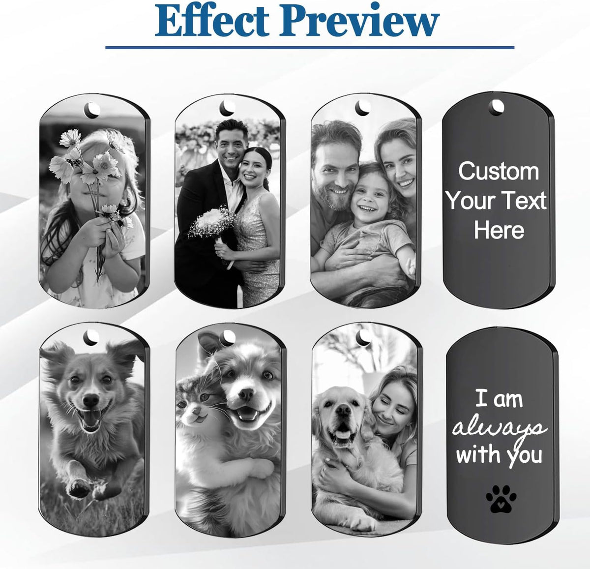 Custom Keychain with Picture, Personalized Keychain with Engraved Photo/Text, Gifts for Family and