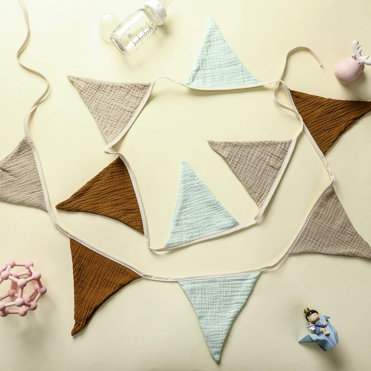 Oudain 15.5 ft Pennant Banner Flags, 2 Pcs Nursery Garland Triangle Bunting Flag Baby Banner for