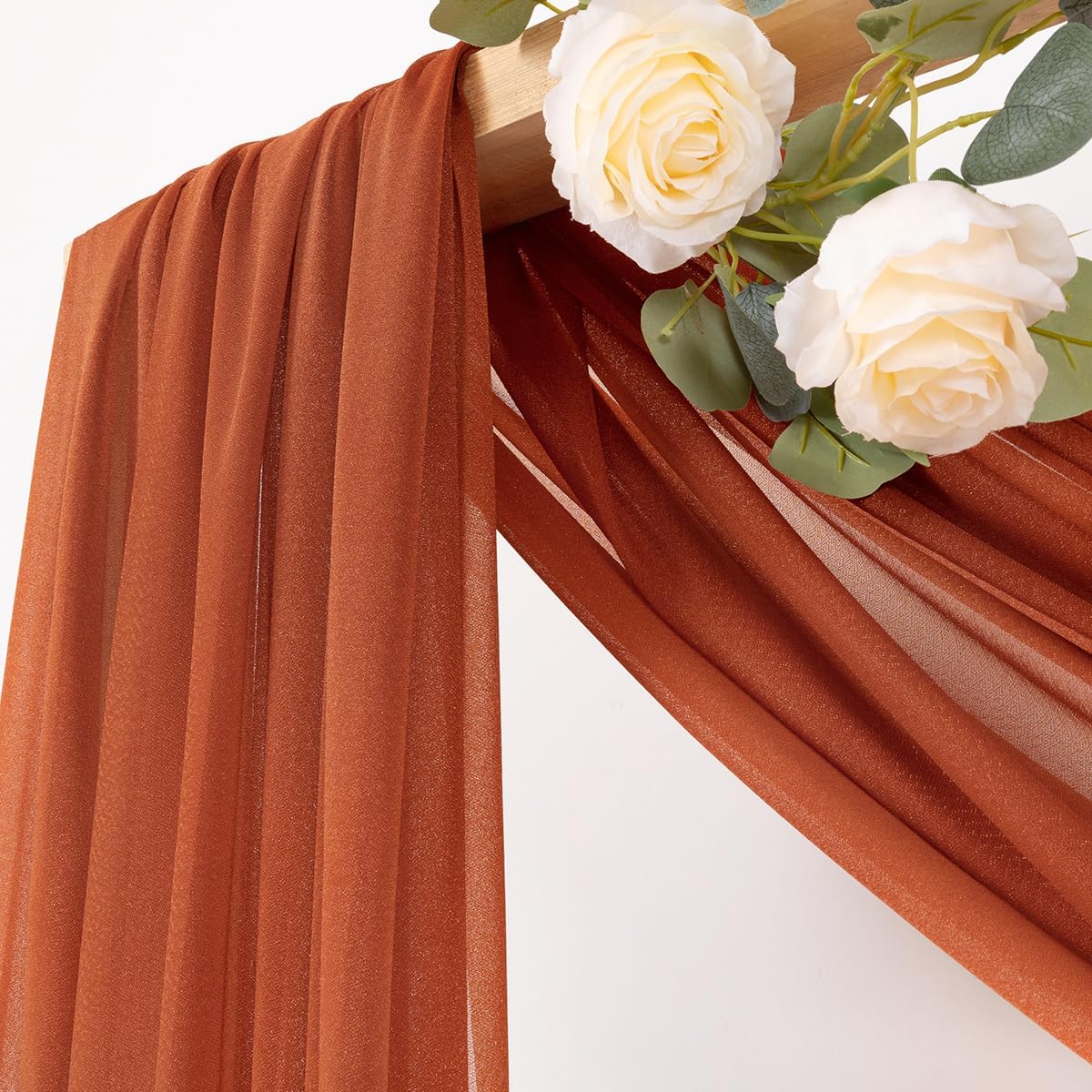 MLMC Terracotta Wedding Arch Draping Fabric 1 Panel 29" x 20 FT Extra Long Gauze Drapes Sheer