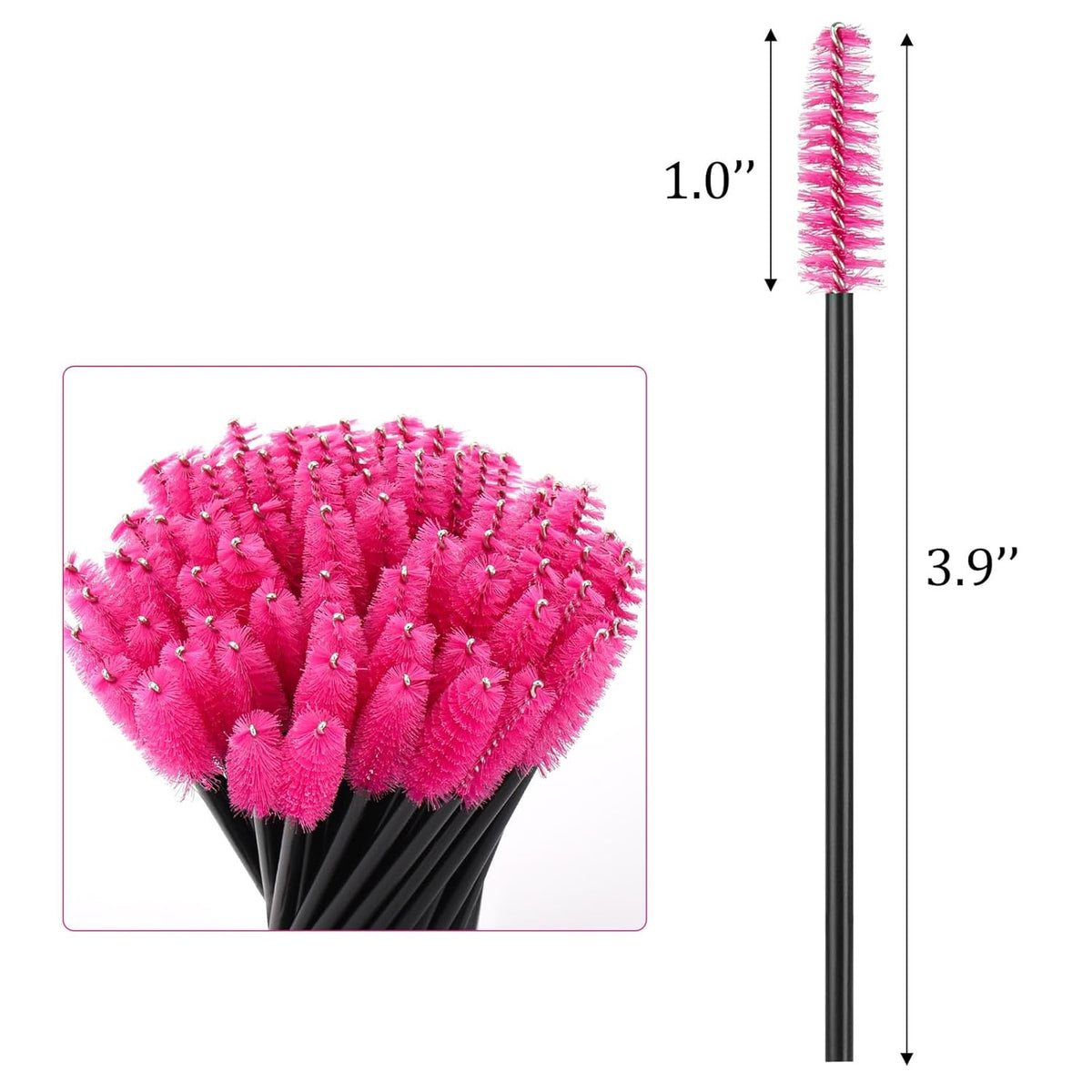 BTYMS 500 Pieces Disposable Mascara Wands Eyelash Brush Brow Brushes Applicators Lash Spoolies for