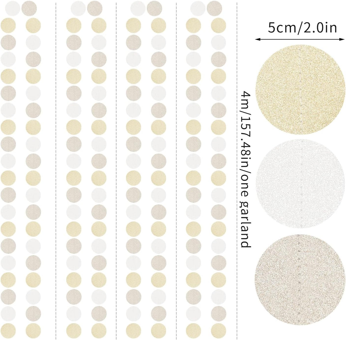 Champagne Gold White Party-Decorations Streamers - 52Ft Hanging Birthday Paper Garland