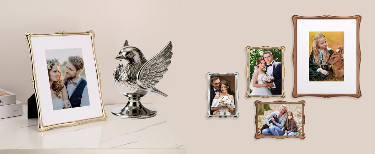 5 x 7'' Premium Alloy Silver Photo Frame - High-End Decor 7x5'' Picture Frames with Velvet