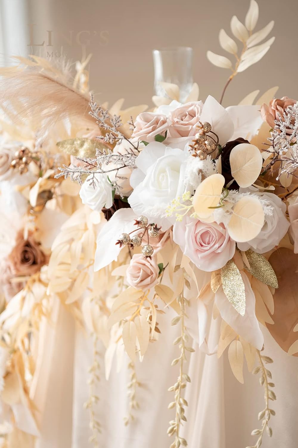 Ling's Moment 9FT Flower Garland for Backdrop Decorations - Wedding Arch Flowers, Eucalyptus &