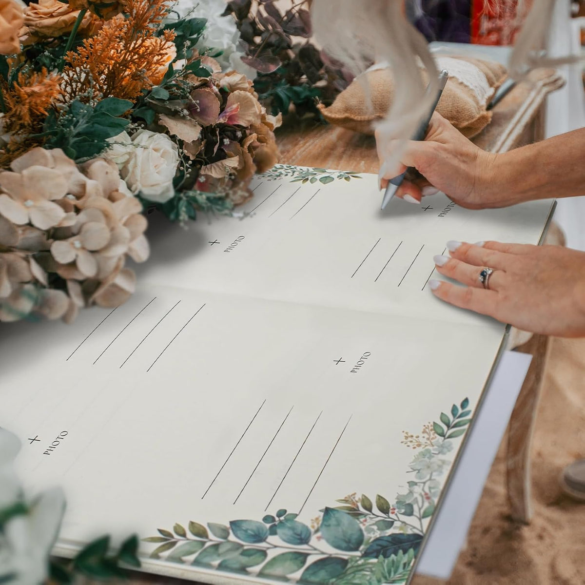 Vienrose Wedding Guest Book Polaroid Guest Book Photo GuestBook Sign in book Personalized Linen