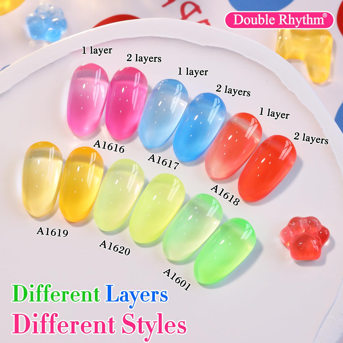 Double Rhythm 6 Pcs 15 ML Gel Polish Set Same Color Same Bottle Soak Off Gel Polish Kit Nail Art