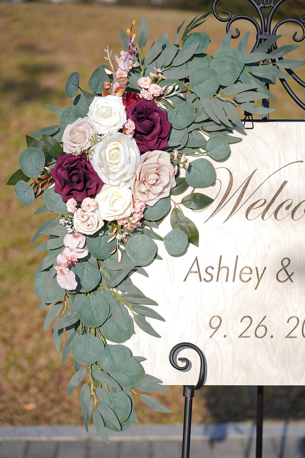 Ponatia Wedding Arch Flowers (Pack of 2), Artificial Burgundy & Nude & Ivory Wedding Flowers for