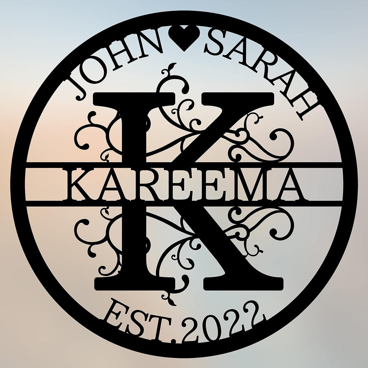 Personalized Last Name Metal Signs - Custom Metal Signs - Split Letter Monogram - Family Sign- Wall