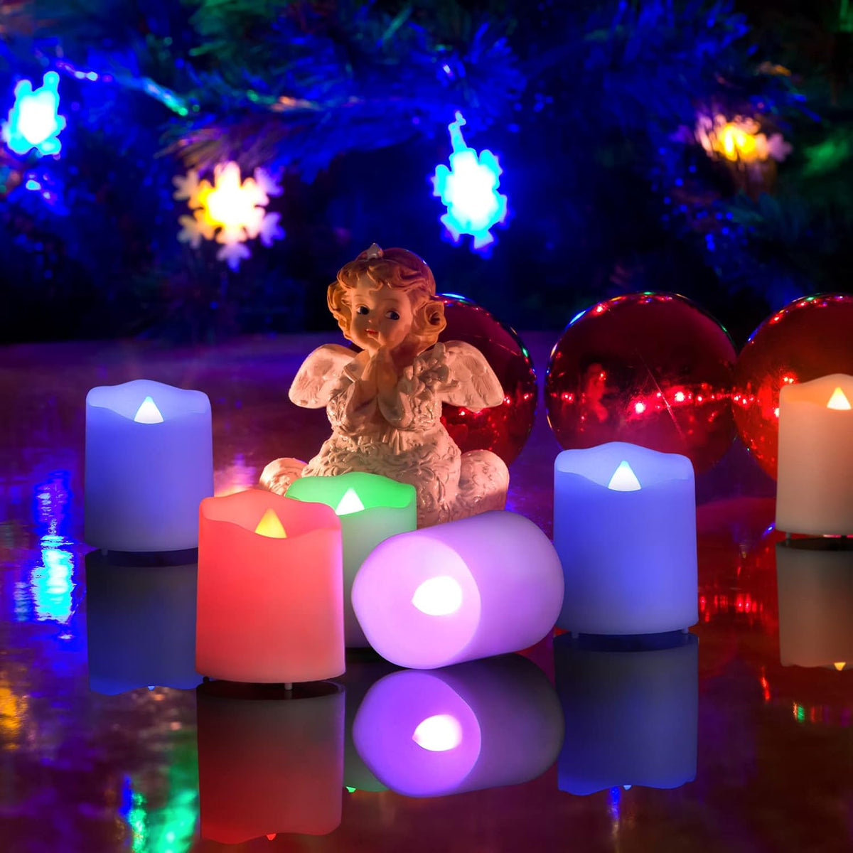 FREEPOWER Rechargeable Color Changing Tea Lights Candles with Remote Battery Operated Flameless