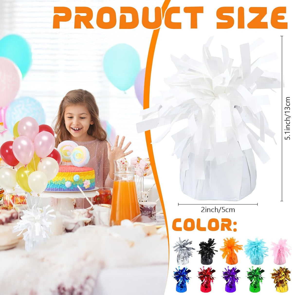 8 Pcs White Metallic Balloon Weights Holder Anchors Balloon Holder Weights for Helium Balloons