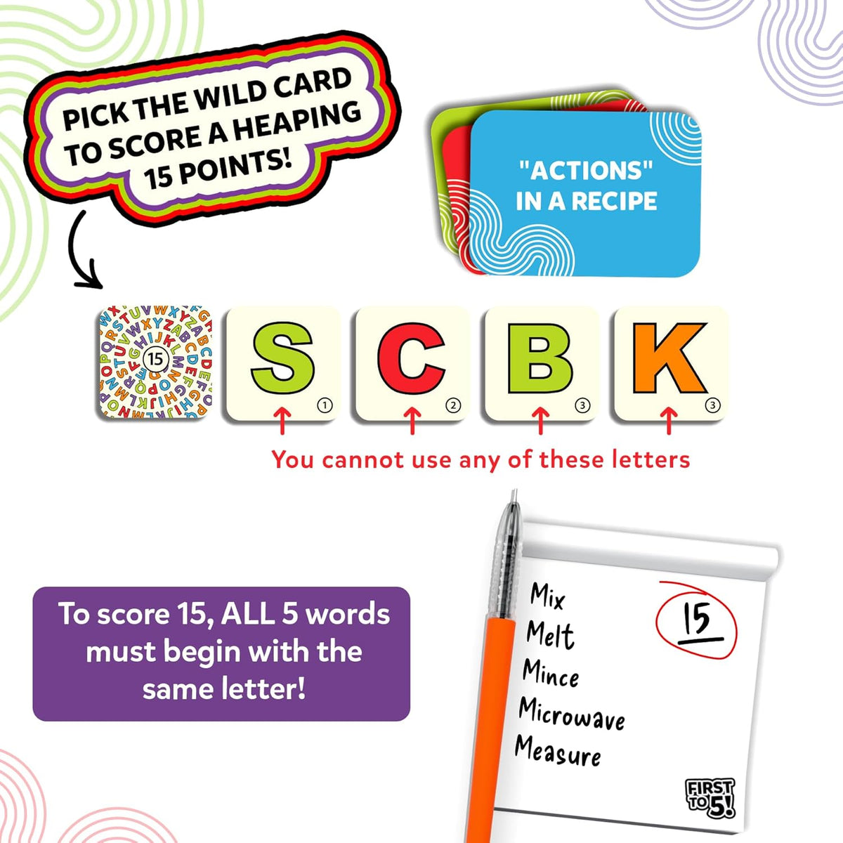 Skillmatics Board & Card Game - First to 5, Category Game with a Twist, Perfect for Parties