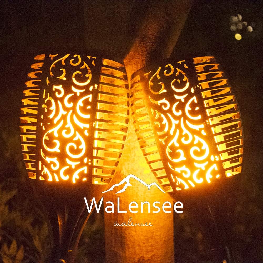 Walensee Solar Tiki Torches with Flickering Flame,96 LED Solar Torch Lights Outdoor Waterproof,43"