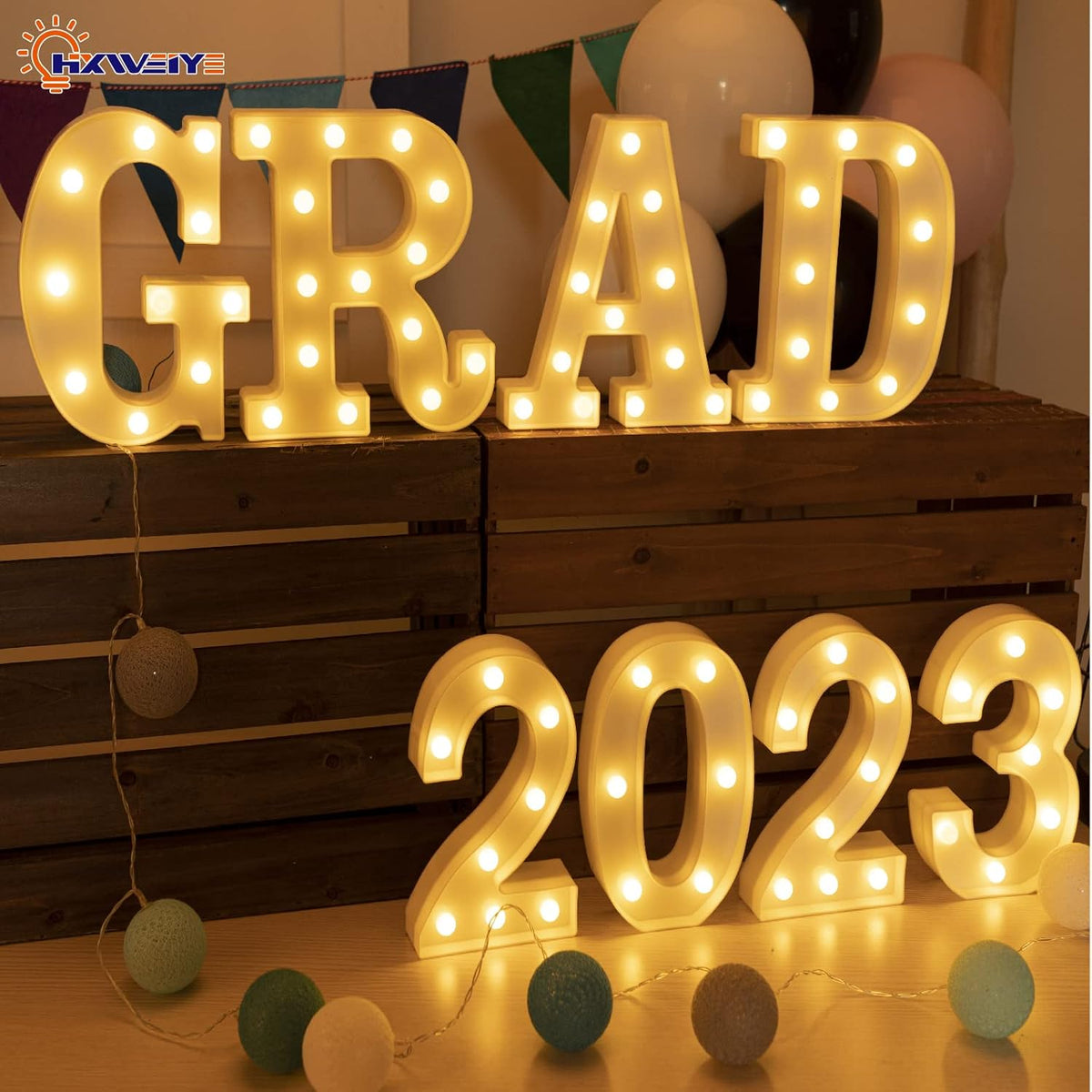 HXWEIYE Light Up Numbers-2, LED Marquee Number Lights Sign 26 Alphabet and 10 Number Big Light Led