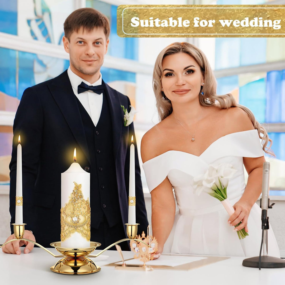 Irenare Unity Candles with Holder for Wedding Ceremony Wedding Decortions Accessories Glass Candle