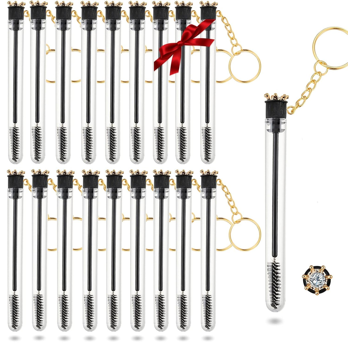 Upgrade 48 Pieces Disposable Mascara Wands Set,Diamond Mascara for Women and Girls- Include 24 Pcs