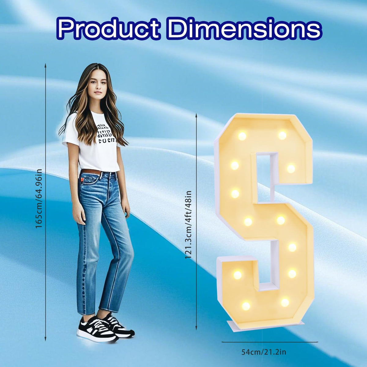 4FT Marquee Plastic Letters S - Light up Letters S Are Made from Corrugated Plastic Board - Quick