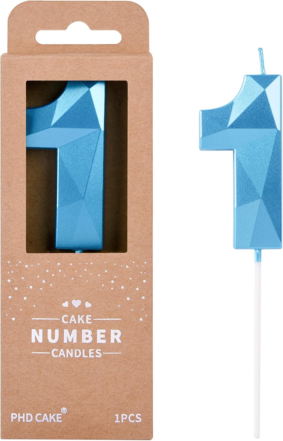 PHD CAKE 2.76 Inch Crystal Blue 1 Number Birthday Candles, Blue Number Candle, Cake Number Candles