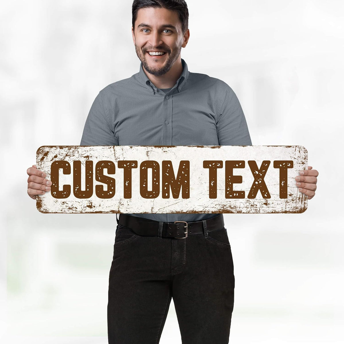 Custom Sign, Custom Street Sign, 11 Font Colors, 13 Font Styles, 4 Hole Options, 22 Sizes, 8x32