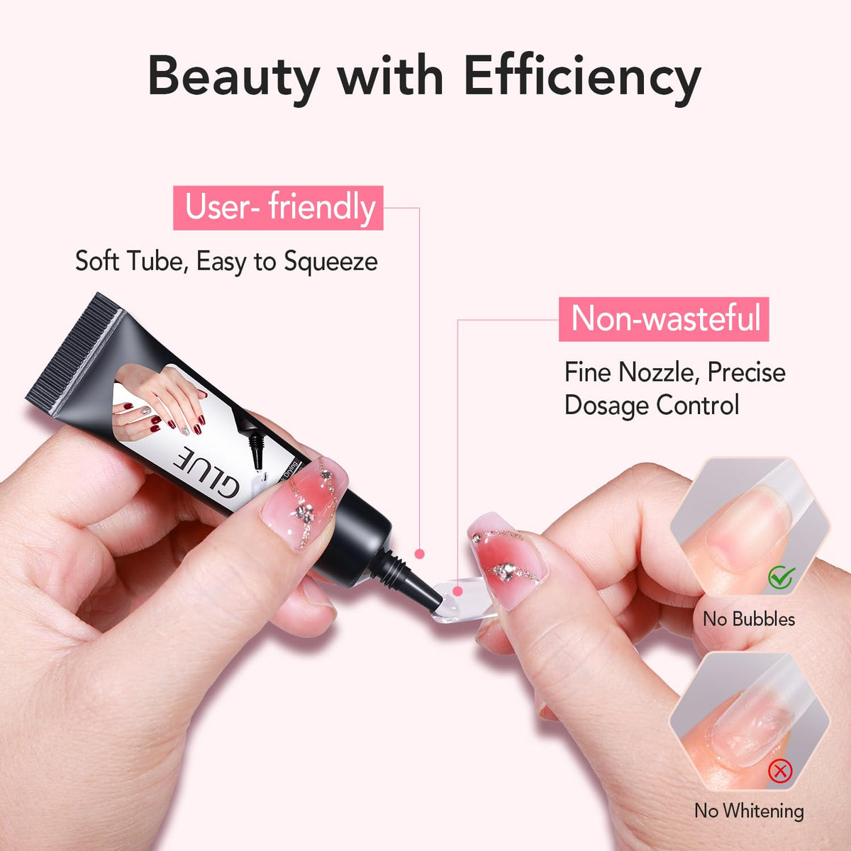 Curvlife Quick Drying 10g Semi Solid Nail Glue Gel with 10ml Remover with Cuticle Pusher Nail Art