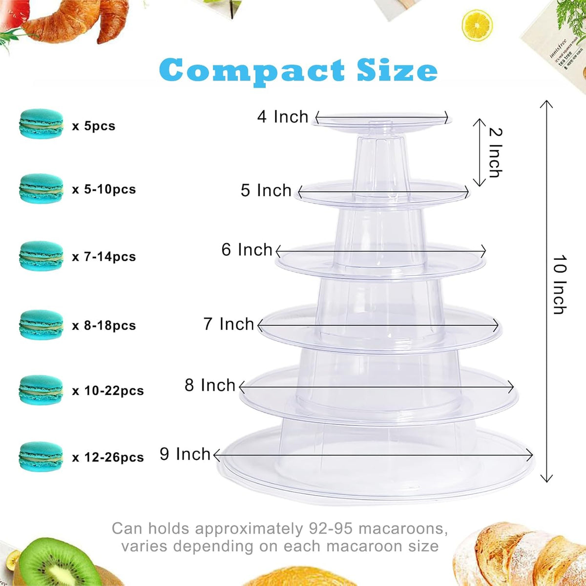 6 Tiers Round Macaron Tower Stand Plastic Transparent Cake Stand Macaron Display Rack Desserts
