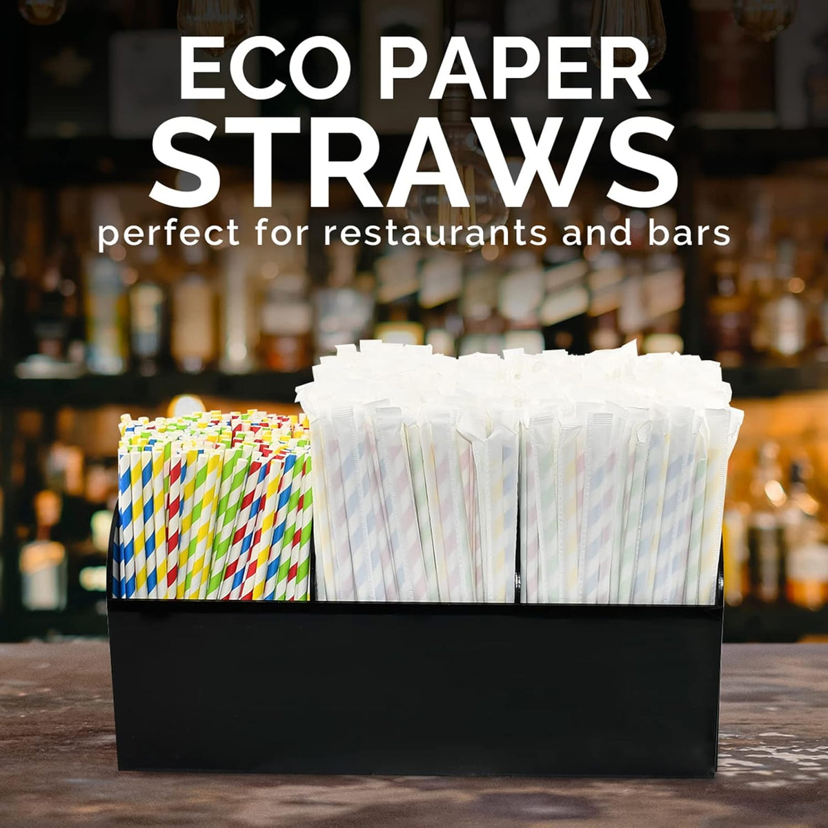 Disposable Paper Drinking Straws Bulk, Individually Wrapped - 7.75 Inch, Assorted Colors (Case of