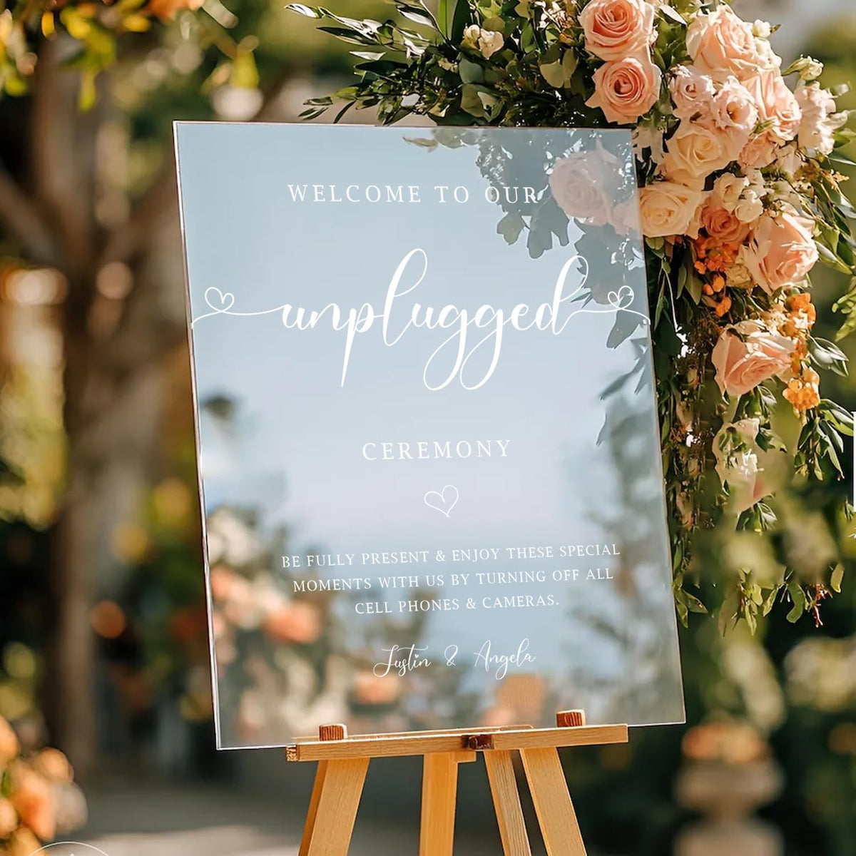 Minimalist Unplugged Wedding Ceremony Sign – Simple Elegant Yard Sign for Outdoor Events – Please