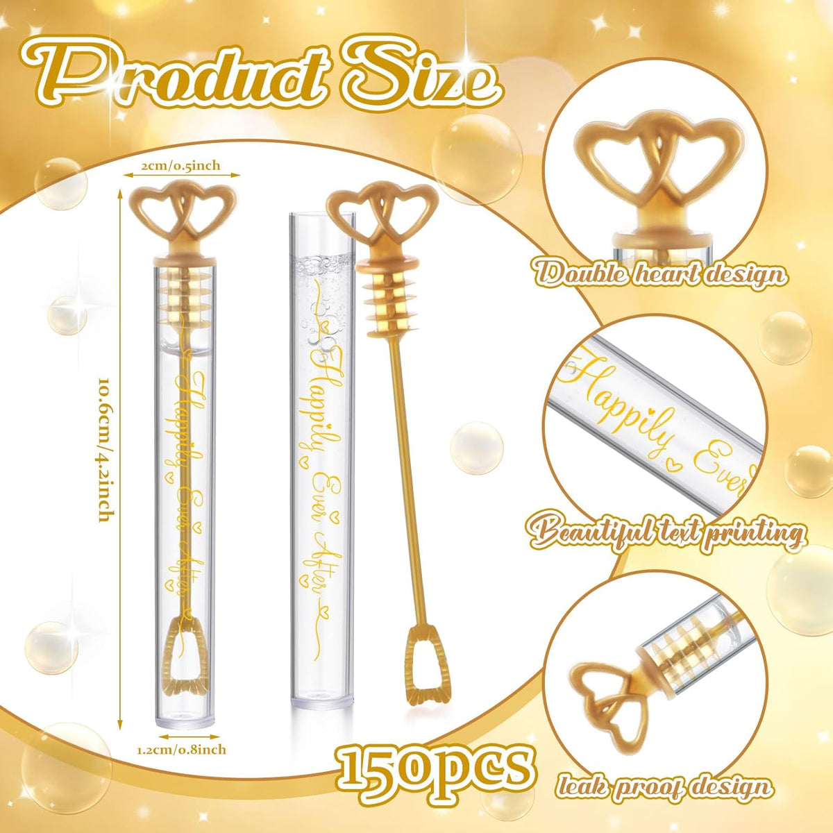 150 Pcs Bubble Wands Bulk for Wedding Party Mini Heart Wand with Bubble Solution for Wedding Bridal