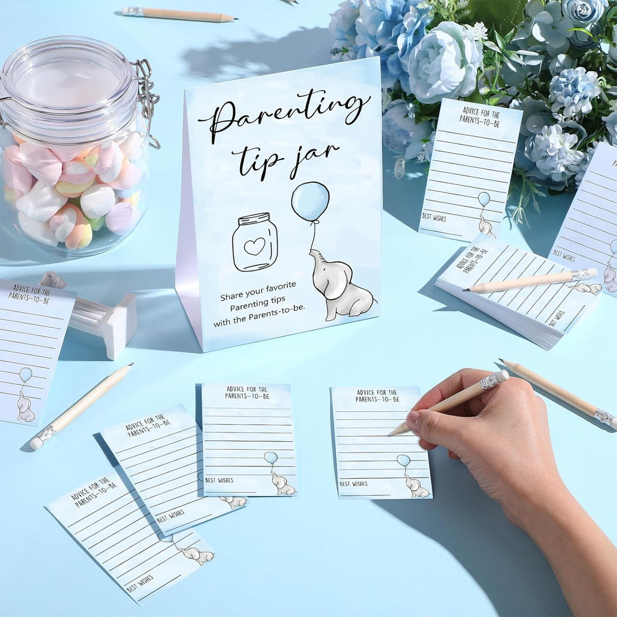Roowest Baby Shower to Baby Advice Cards for New Parents to Be - Tip Jar Sign for New Parents 60