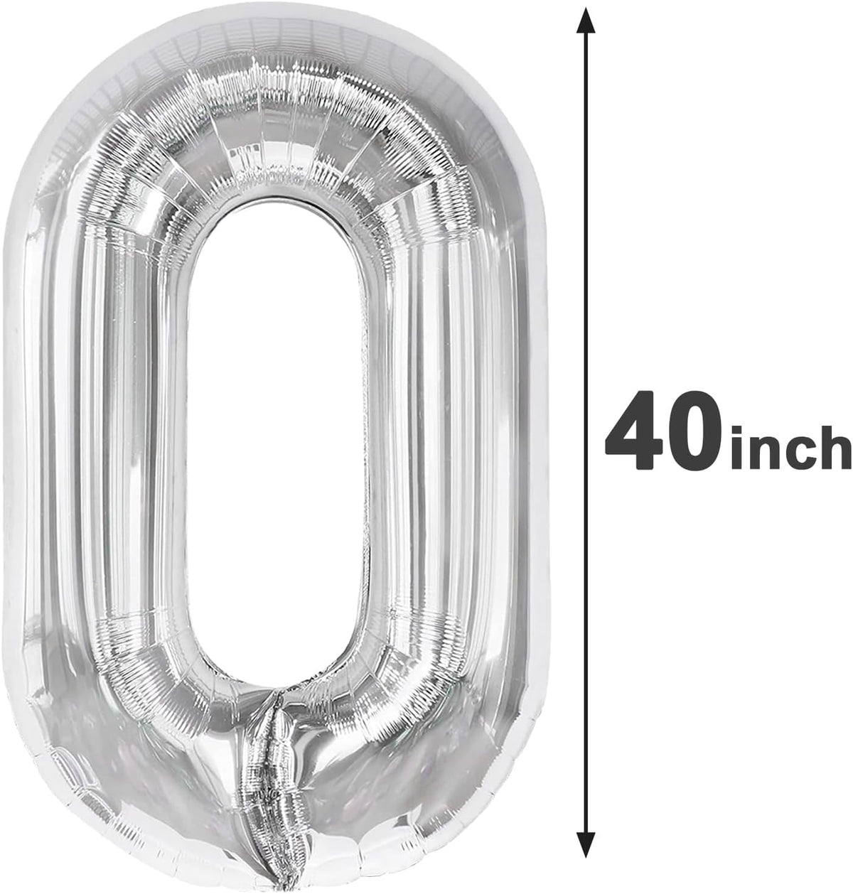 Silver Helium Number Balloon 40 Inch, Giant Foil Silver Number 0 Birthday Balloons, Large Numbers