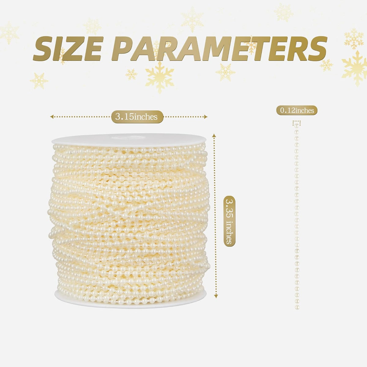 164 Feet Faux Pearl Beads Garland 3mm Craft String Pearls for Wedding Centerpiece Christmas Tree