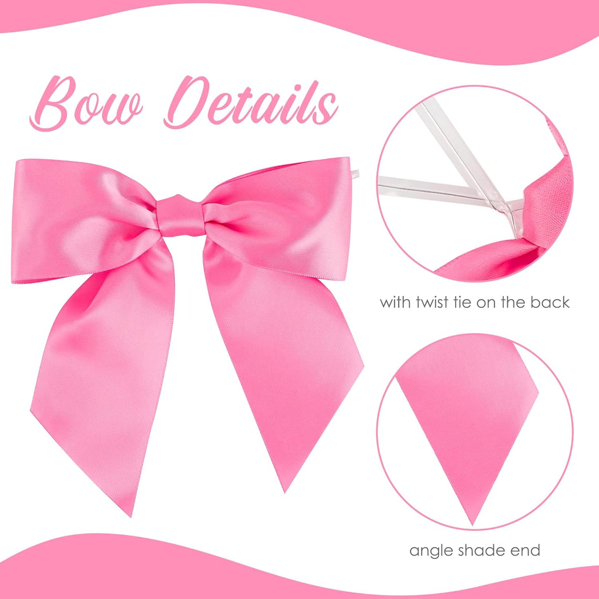 AIMUDI Hot Pink Satin Bows 5.5" Bows for Gift Wrapping Satin Twist Tie Bows Premade Ribbon Bows for