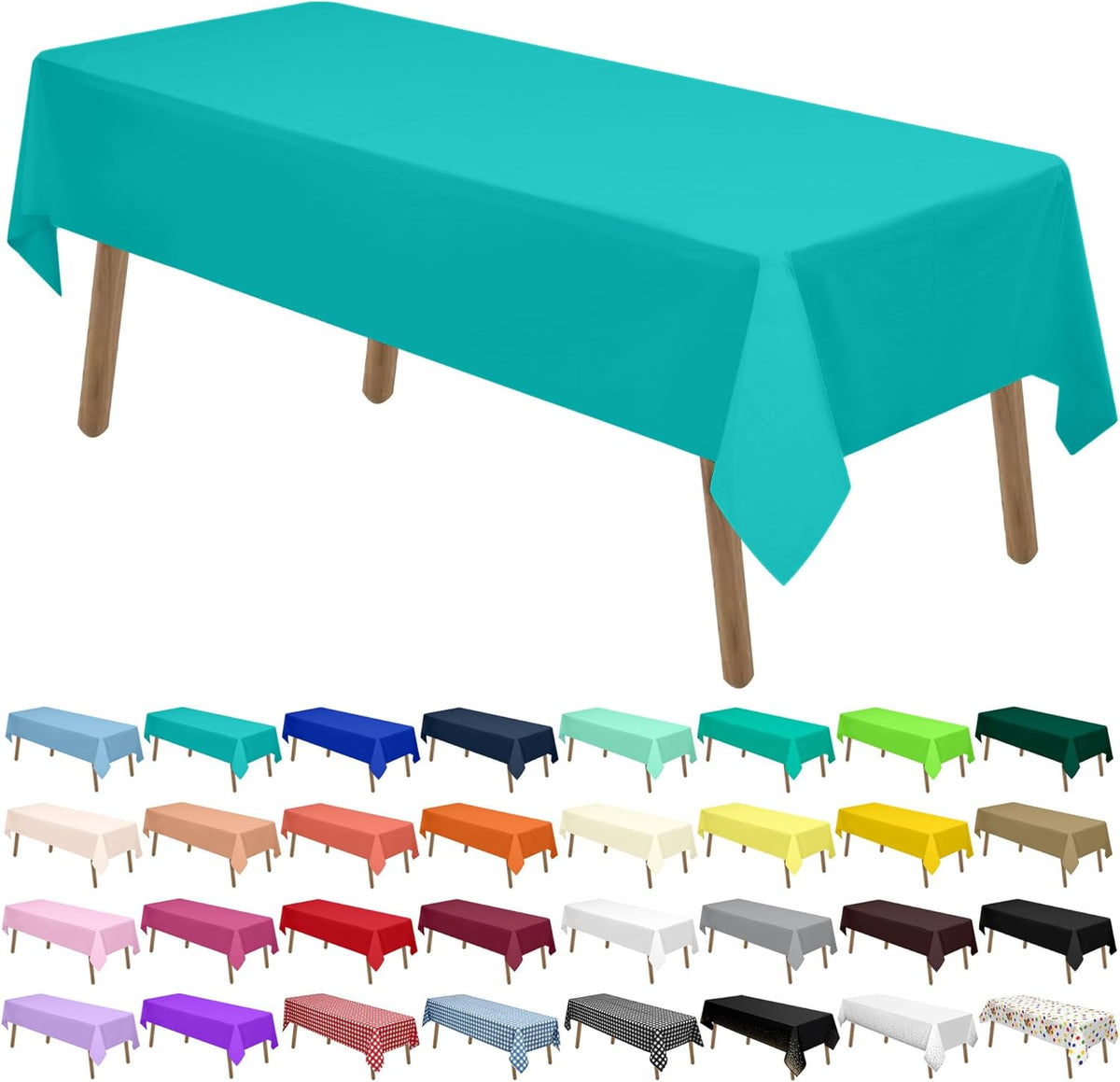 Aqua Blue Plastic Tablecloths 2 Pack Disposable Table Covers 54 x 108 Inch. Baby Shower Party