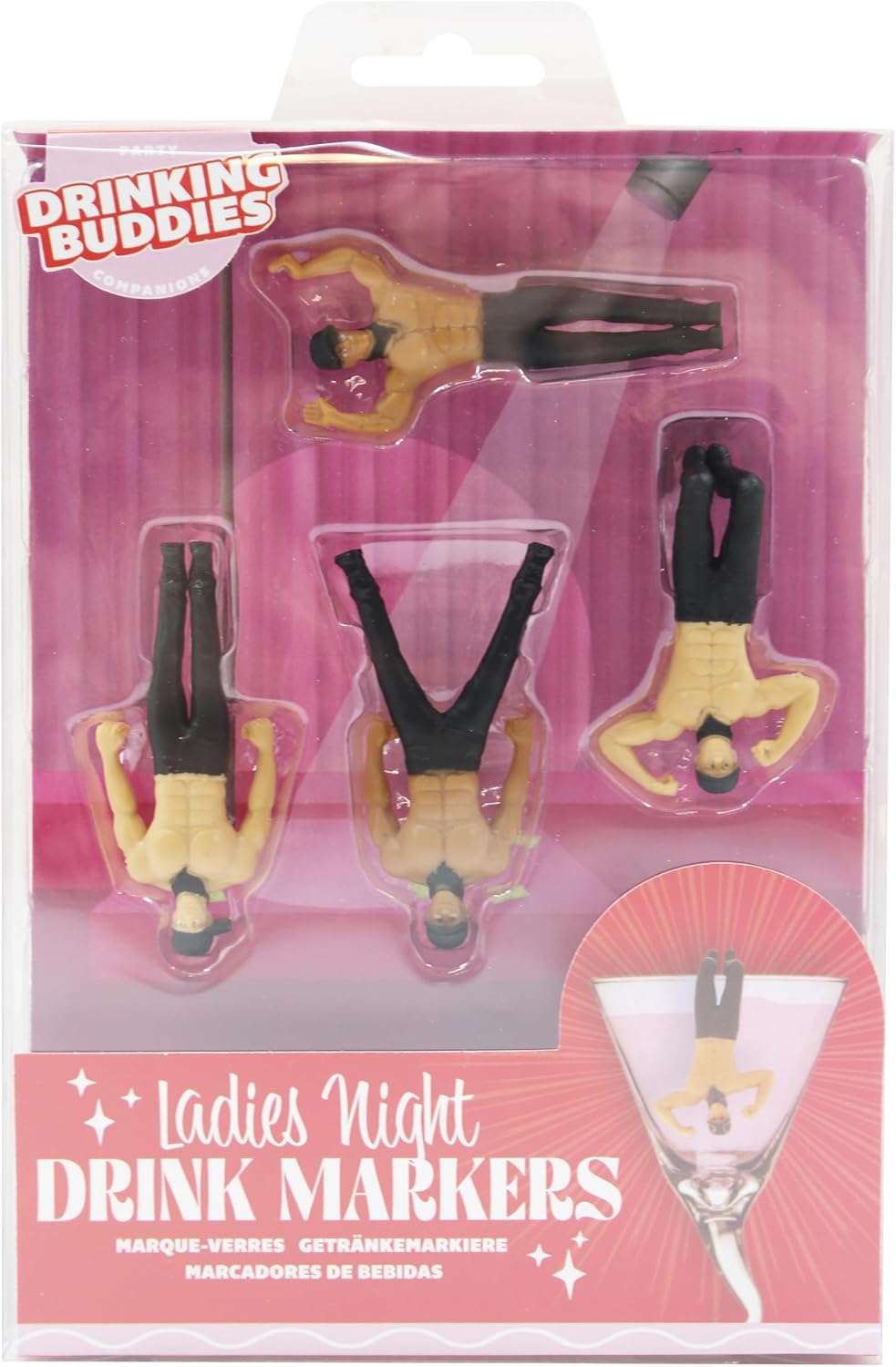 NPW Ladies Night Drink Markers, Original Drinking Buddies & Wine Glass Charms for Family Get