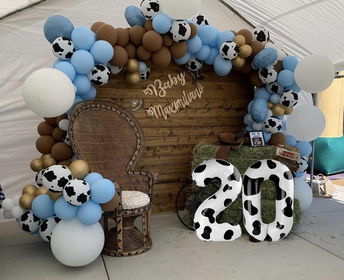 Cow Print 40 Inch 0 Number Balloons, 0 Decorations for 10 20 30 40 50 60 70 80 90 100Birthday, Foil