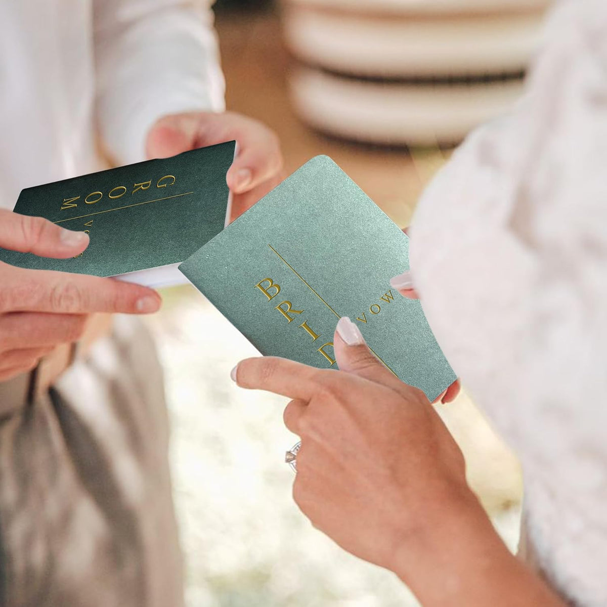 Vow Books His and Hers Wedding Vow Books Bride and Groom with Soft Touch Gold Foil Engraving